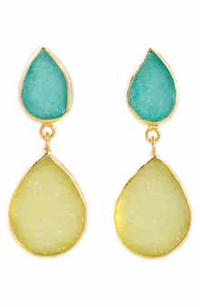 SAACHI Pear Cut Drusy Drop Earrings