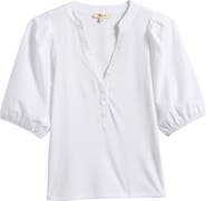 Madewell Puff-Sleeve Henley Knit Top