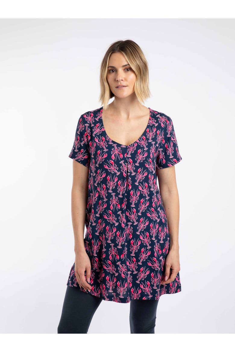 Nuri Printed Viscose Tunic Top, Main, color, Mid Navy