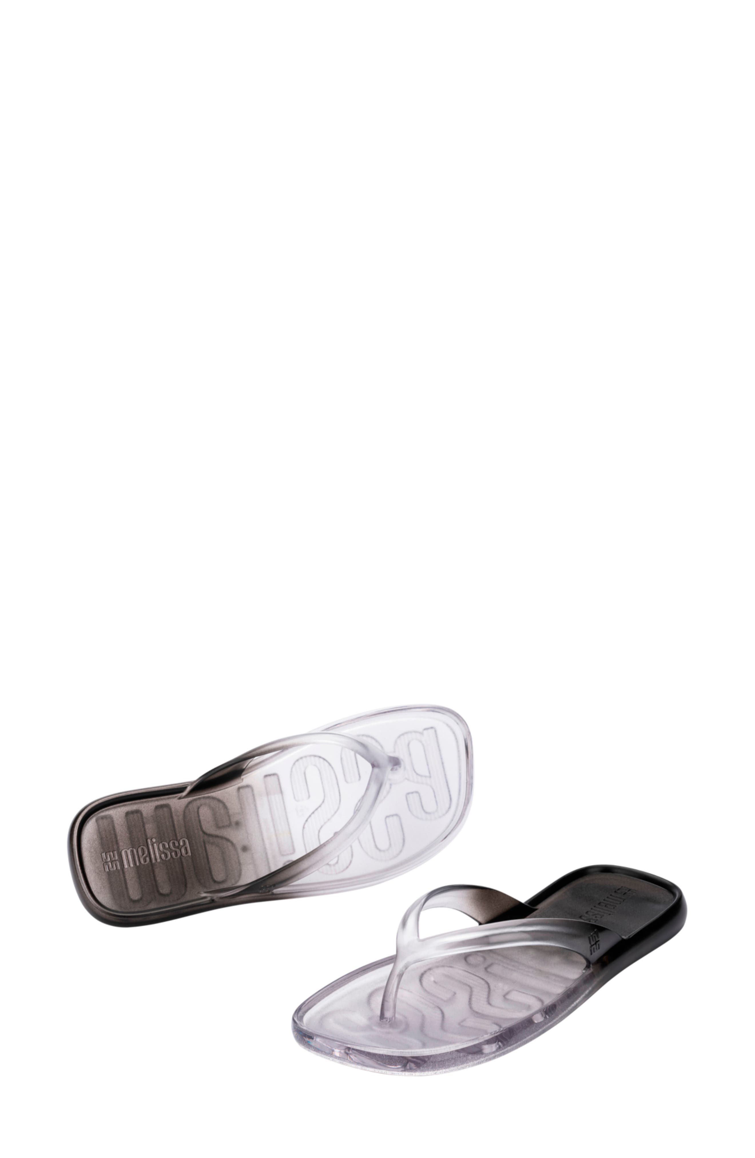 Melissa Ombré Flip Flop, Alternate, color, Clear/ Black