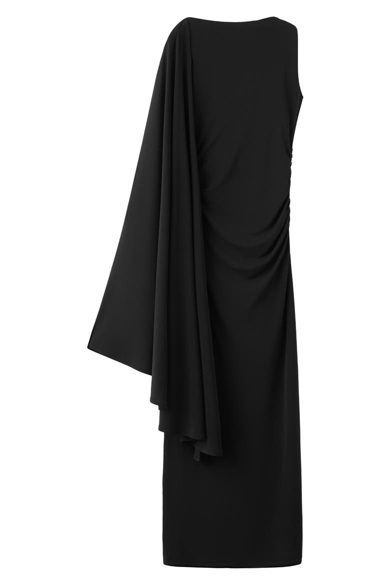 Asymmetric Cape Dress, Main, color, BLACK