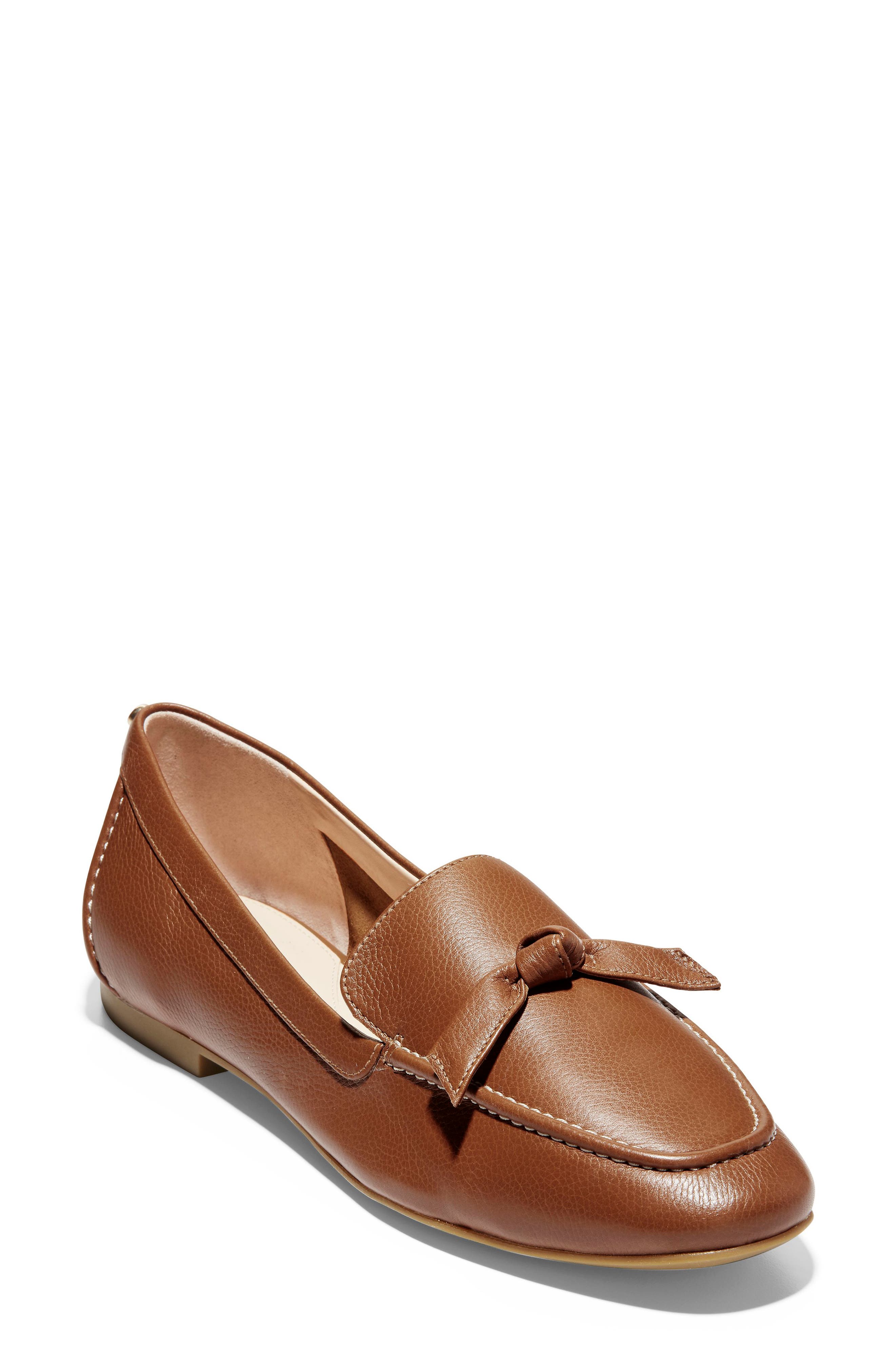 Caddie Bow Loafer, Main, color, BRITISH TAN LEATHER
