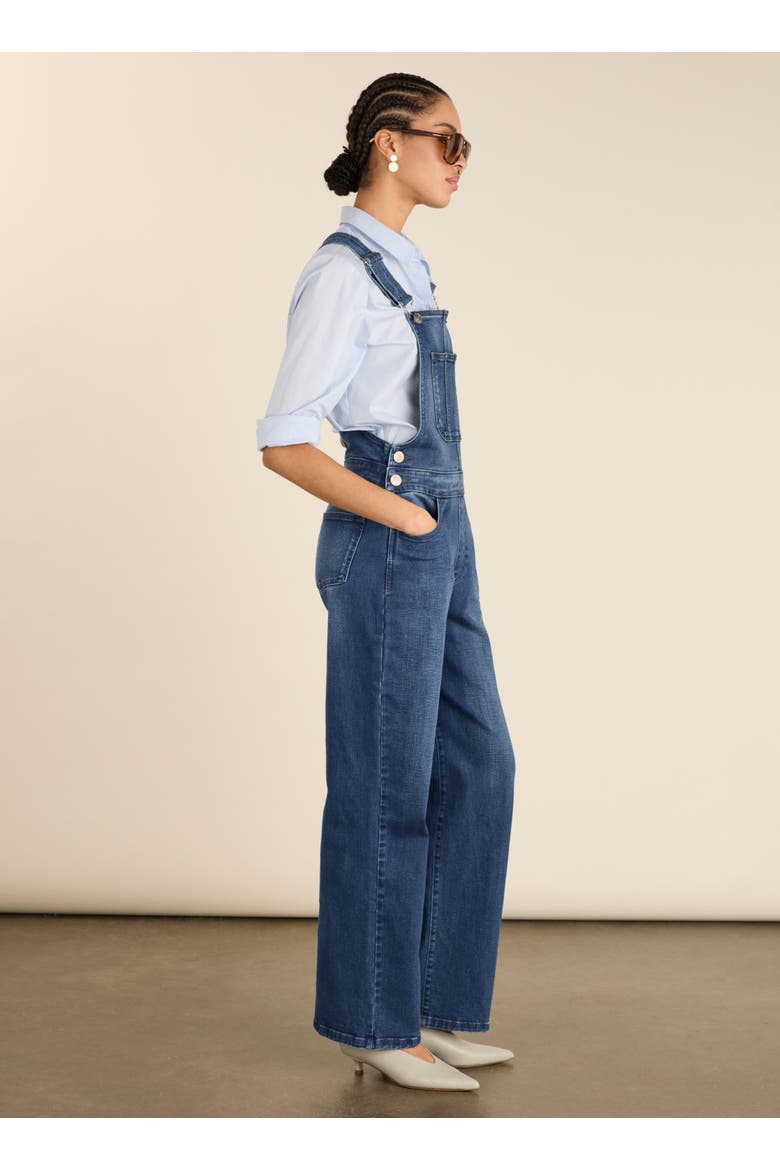 Joanna Stretch Wide Leg Dungarees, Alternate, color, Washed Indigo
