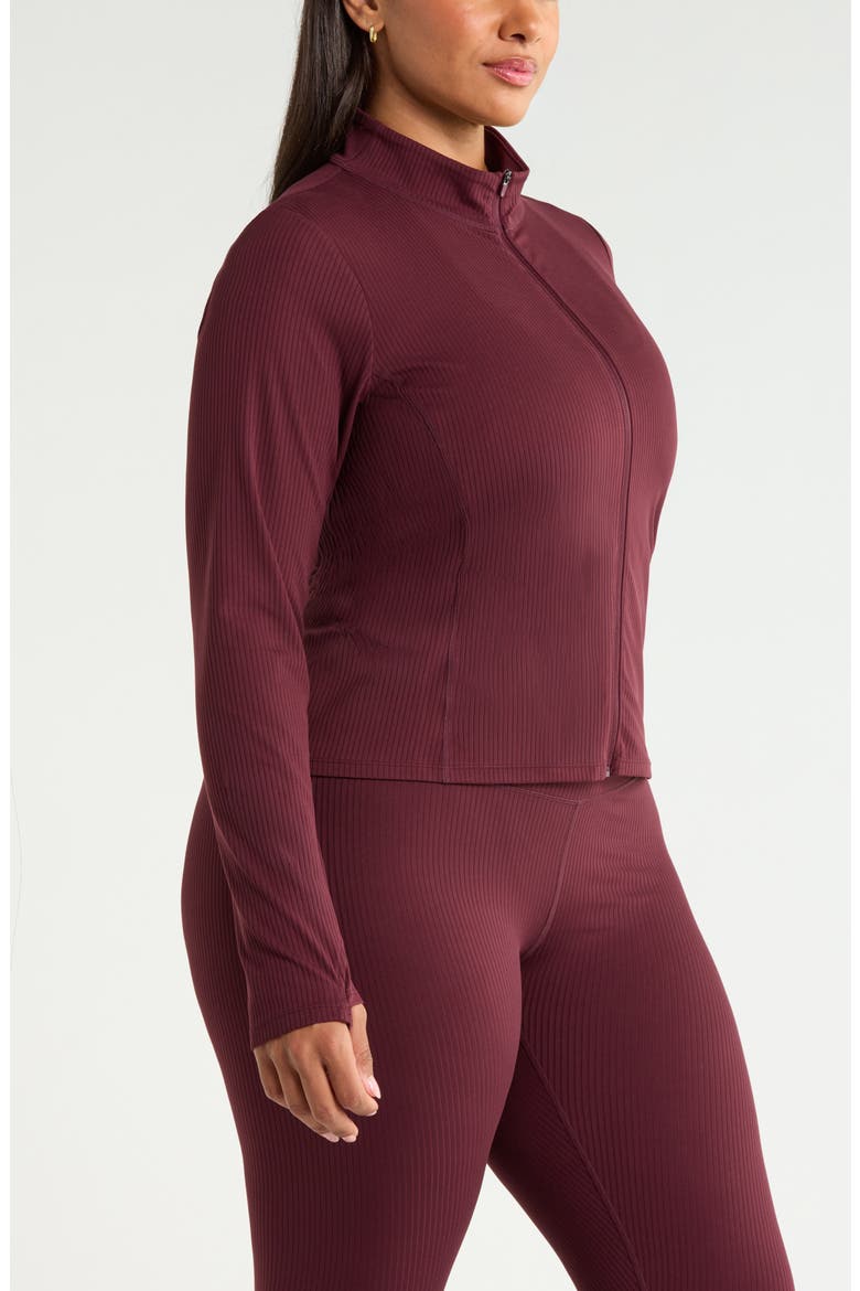 Thrive Rib Full Zip Jacket, Alternate, color, BURGUNDY STEM