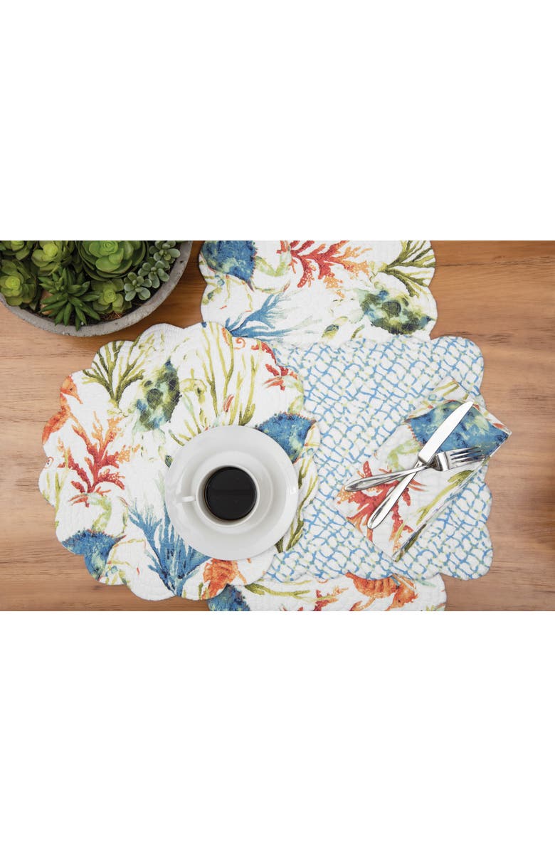 C&F Home Marino Quilted Reversible Colorful Coastal Placemats Set of 6, Alternate, color, Blue