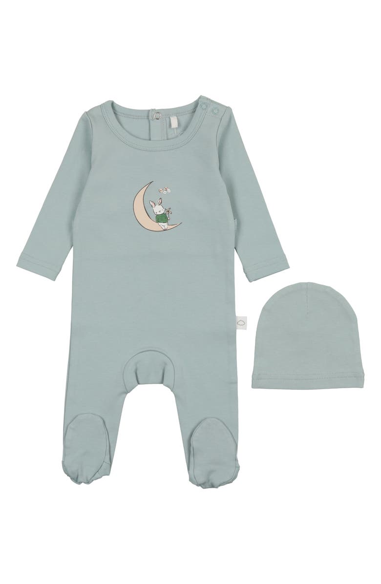 Pouf Bunny Footie & Hat, Main, color,