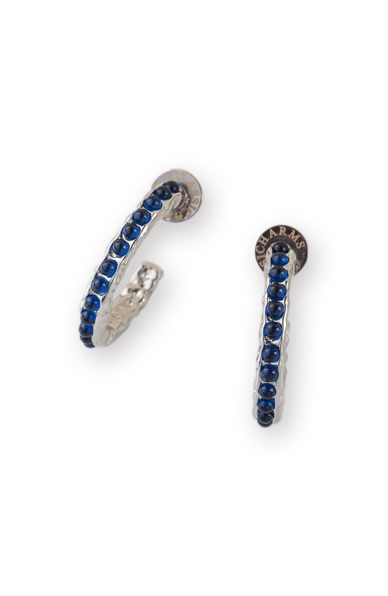Classicharms Serena Molten Gemstone Hoop Earrings, Main, color, Silver/Blue