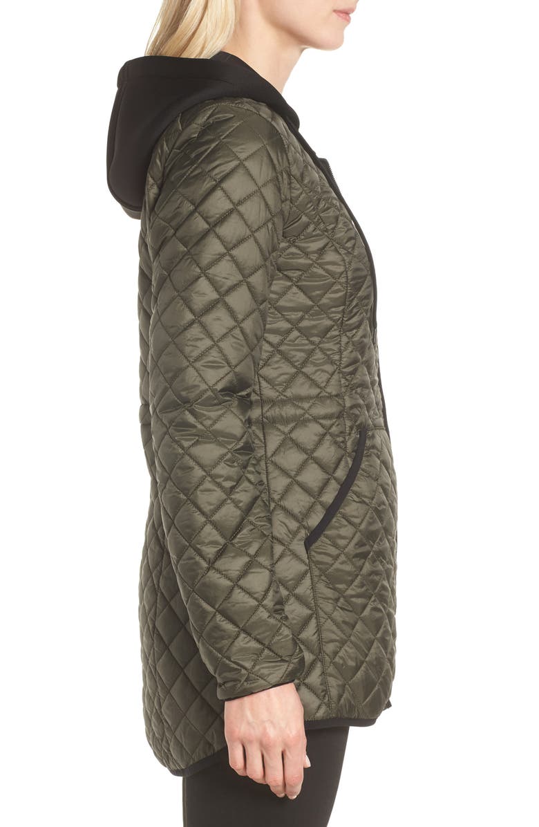MICHAEL Michael Kors Diamond Quilted Hybrid Hooded Jacket, Alternate, color,