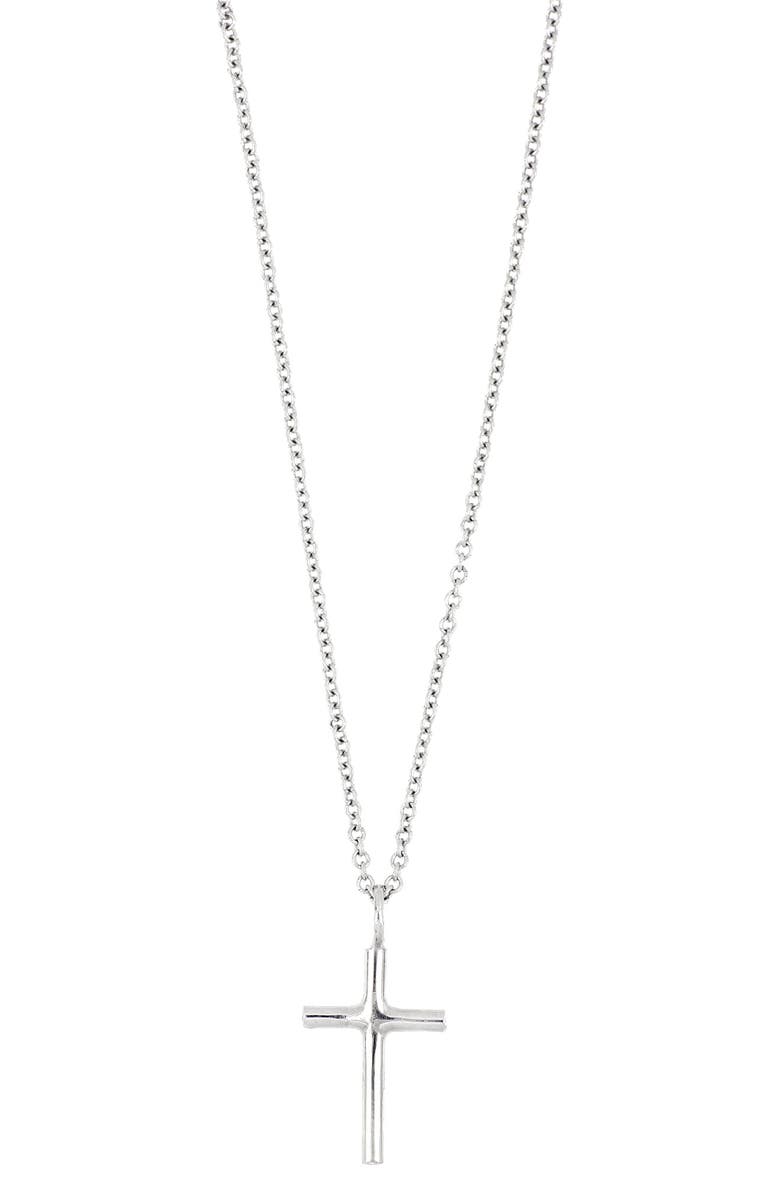 Bony Levy 14K White Gold Petite Cross Pendant Necklace, Main, color, 