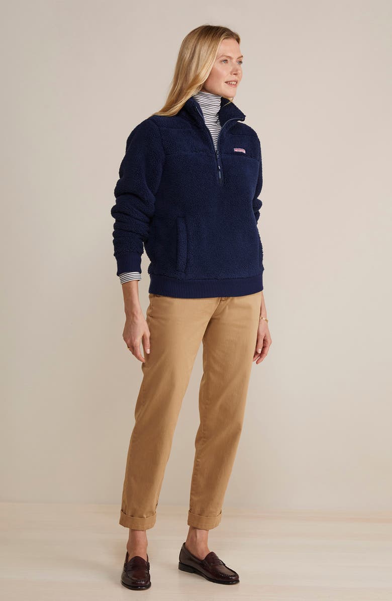 vineyard vines Plush Teddy High Pile Fleece Quarter Zip Pullover, Alternate, color, 