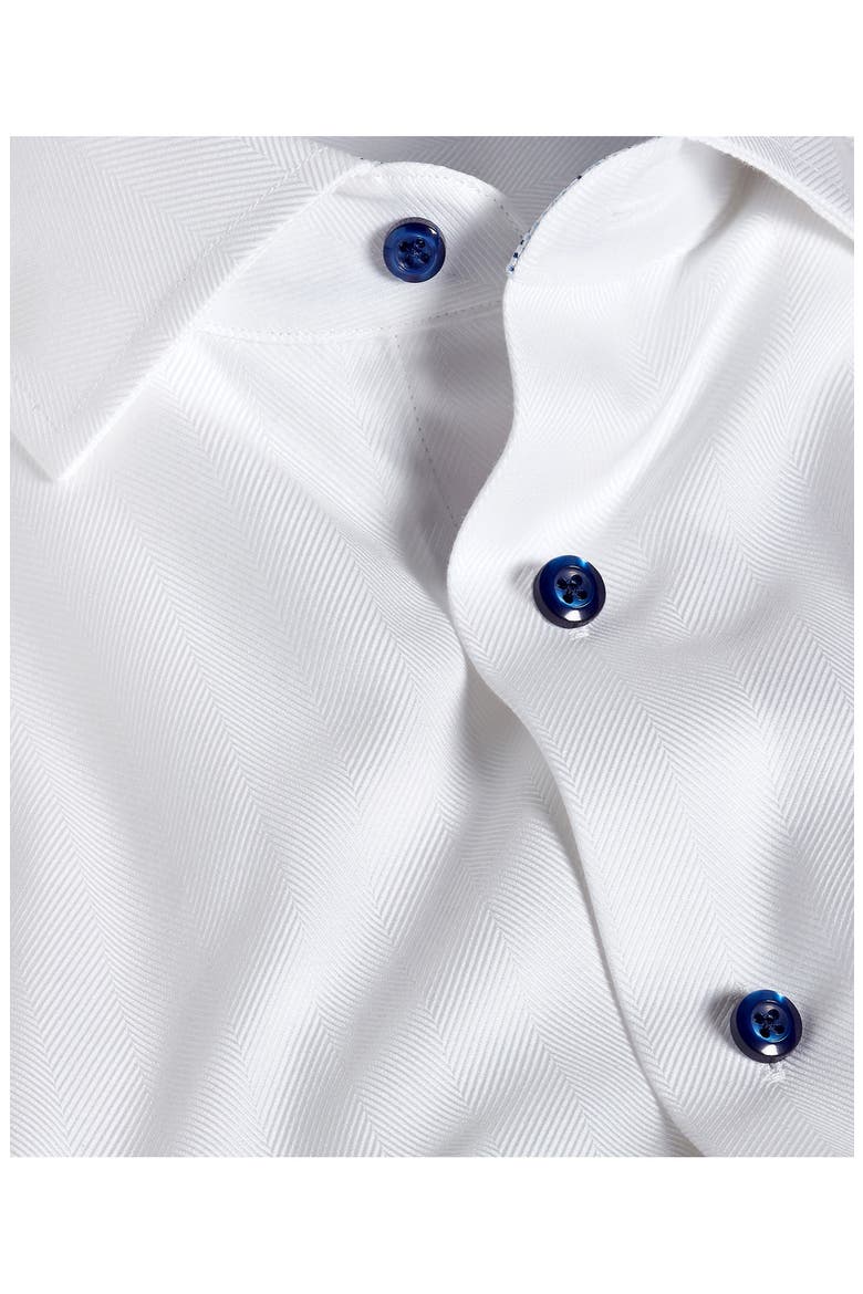 Trim Fit Herringbone Shirt, Alternate, color, WHITE