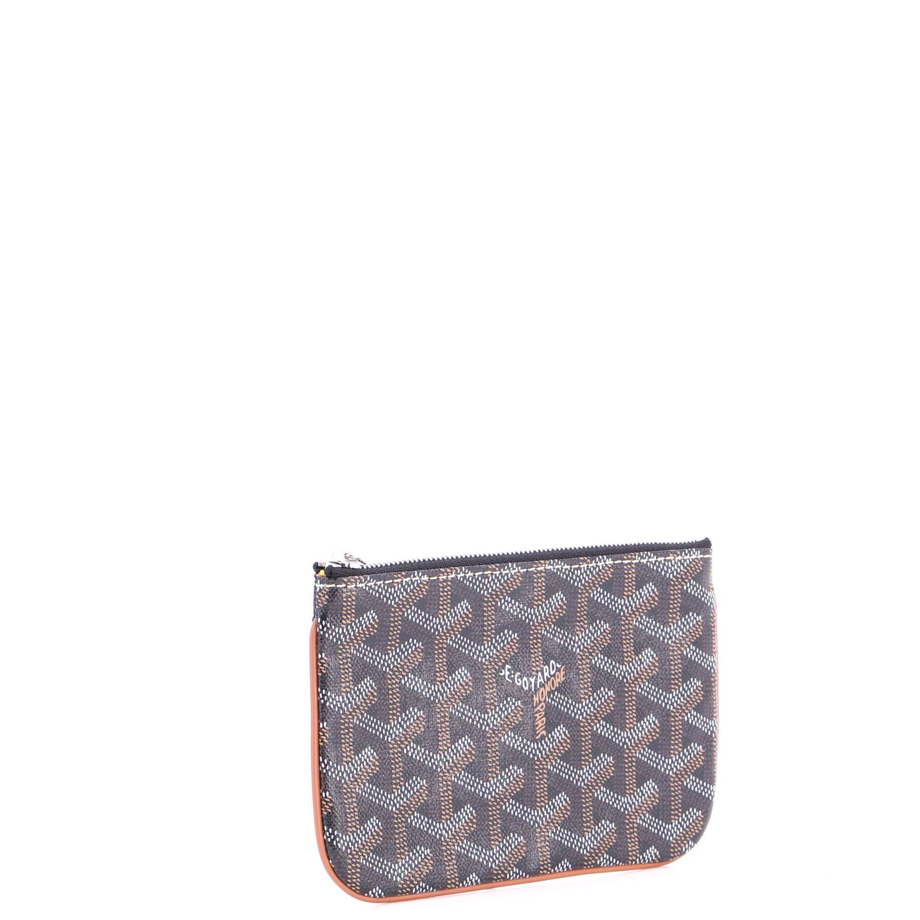 Pre-Owned Goyard Senat Zip Pouch Coated Canvas Mini, Alternate, color, Brown