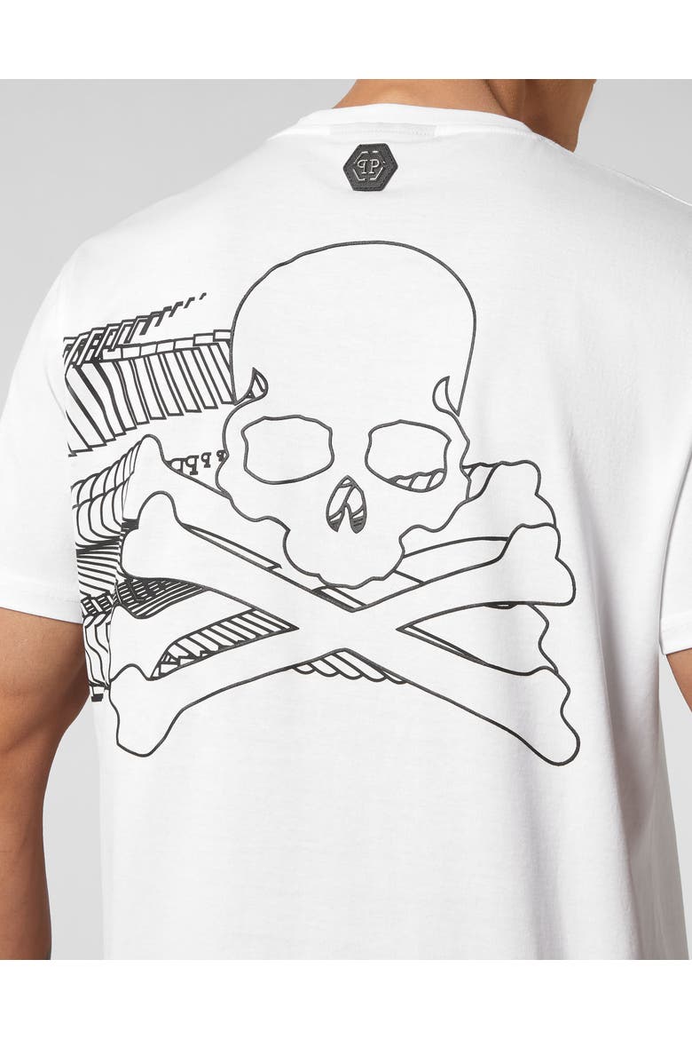 T-Shirt Round Neck Skull&Bones Men, Alternate, color, white