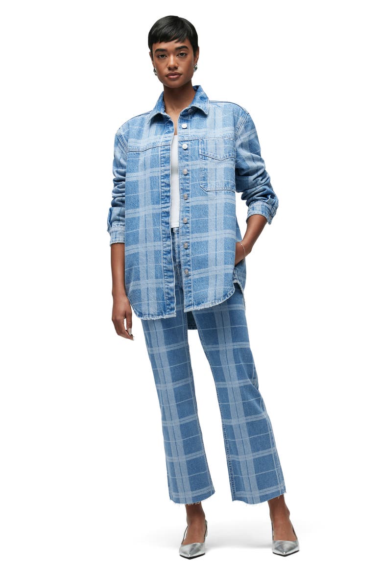 Oversize Plaid Denim Shacket, Alternate, color, RIGID PLAID