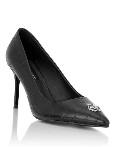 Leather Decollete Pump H85 Cocco Print Hexagon Women