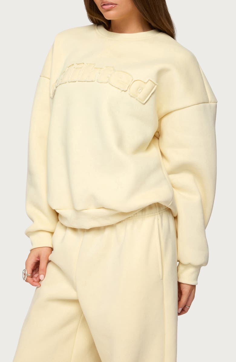 EDIKTED Jaylie Logo Sweatshirt, Alternate, color, Light-Yellow