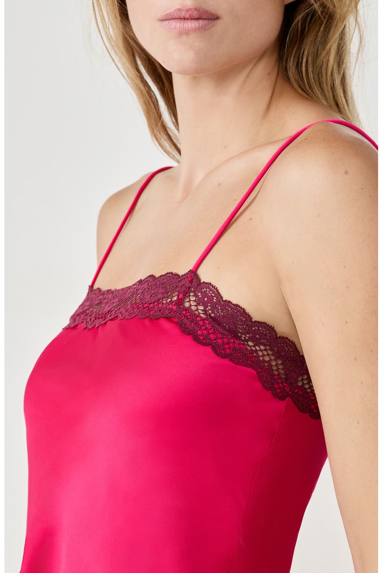 Attitude Lace Trim Satin Camisole, Alternate, color, PETUNIA