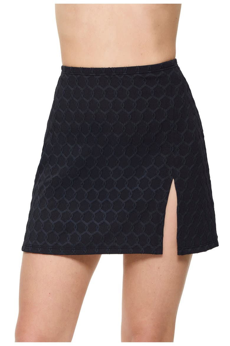 Chained Reaction Textured Pull-On Skirt Cover-Up, Main, color, Black