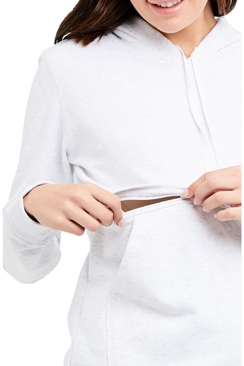 Kitty Cotton Blend Maternity/Nursing Hooded Sweatshirt, Alternate, color, ARCTIC