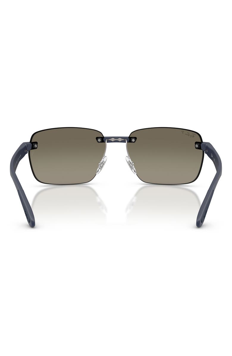 Ray-Ban 62mm Polarized Irregular Sunglasses, Alternate, color, Sand Dark Blue / Grey