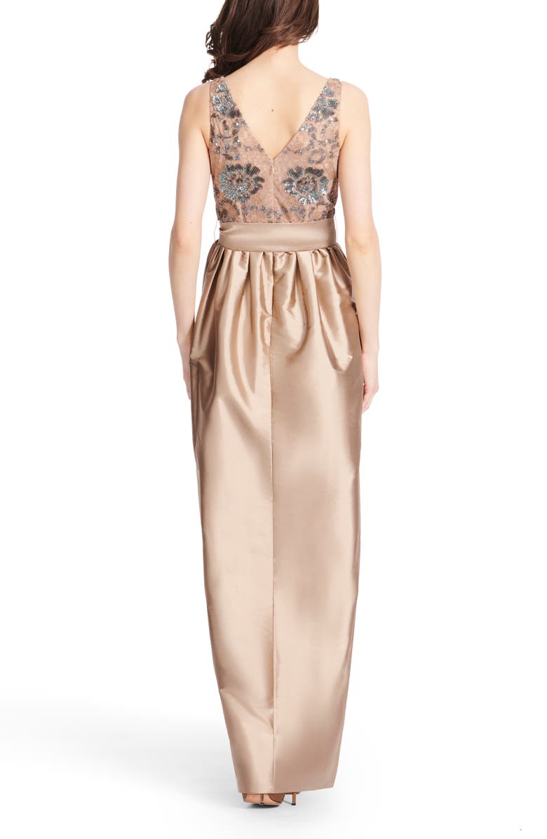 EMILY SHALANT Sequin Lace & Taffeta Gown, Alternate, color, Suntan