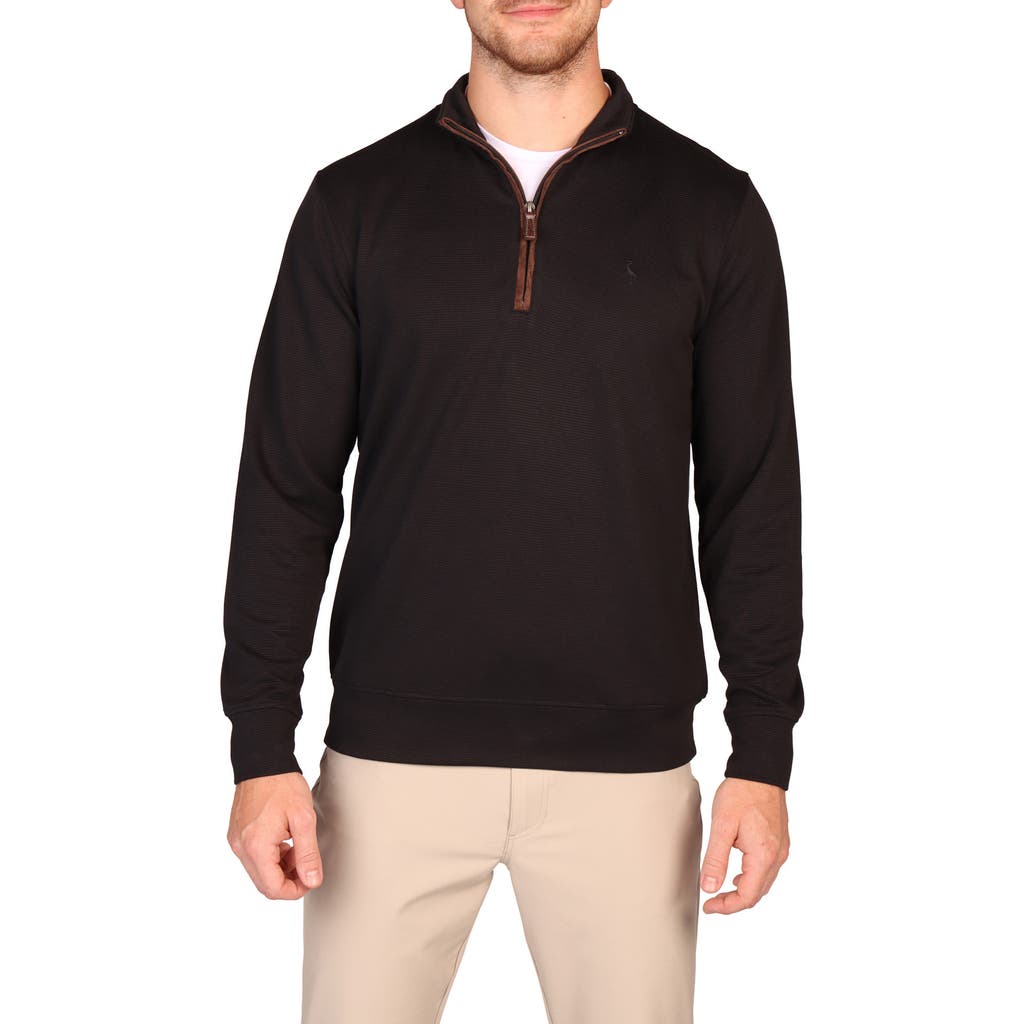 Tailorbyrd Rib Knit Quarter Zip Pullover In Black