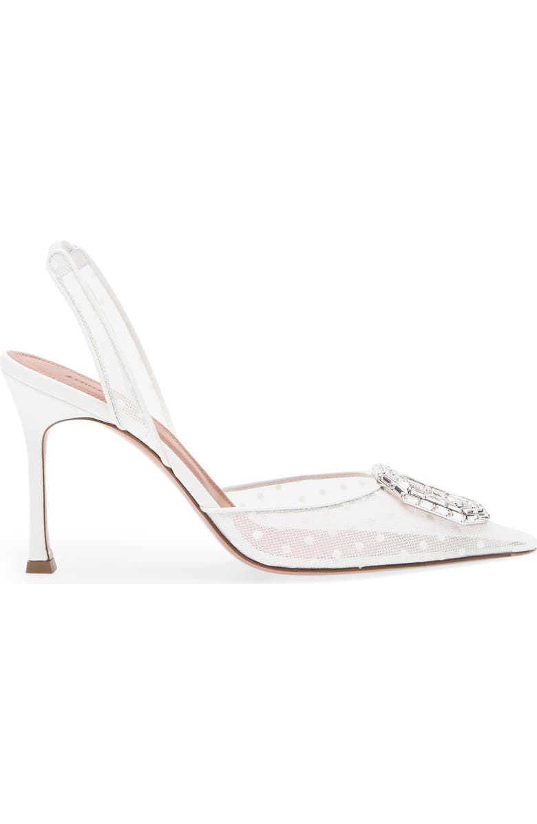 Amina Muaddi Camelia Swiss Dot Slingback Pump, Alternate, color, White Polka Dot Lace