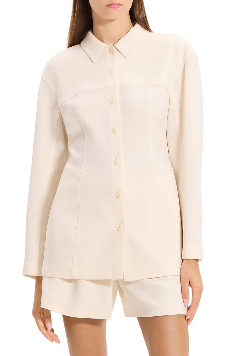 Sculpted Seam Long Sleeve Button-Up Shirt, Main, color, RICE