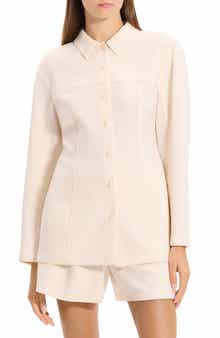 Theory Sculpted Seam Long Sleeve Button-Up Shirt