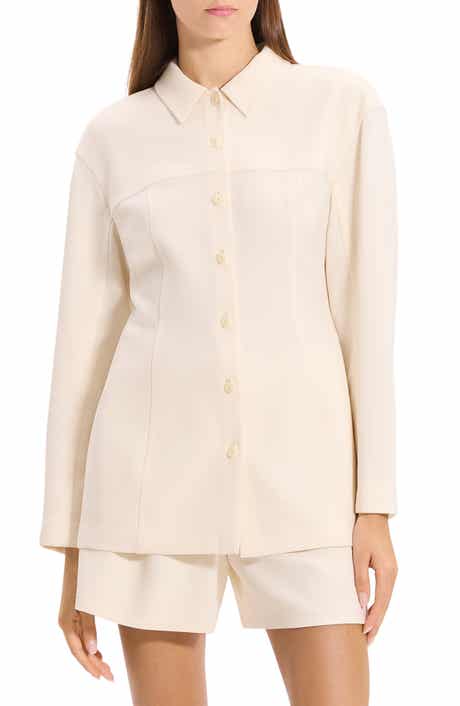Theory Sculpted Seam Long Sleeve Button-Up Shirt