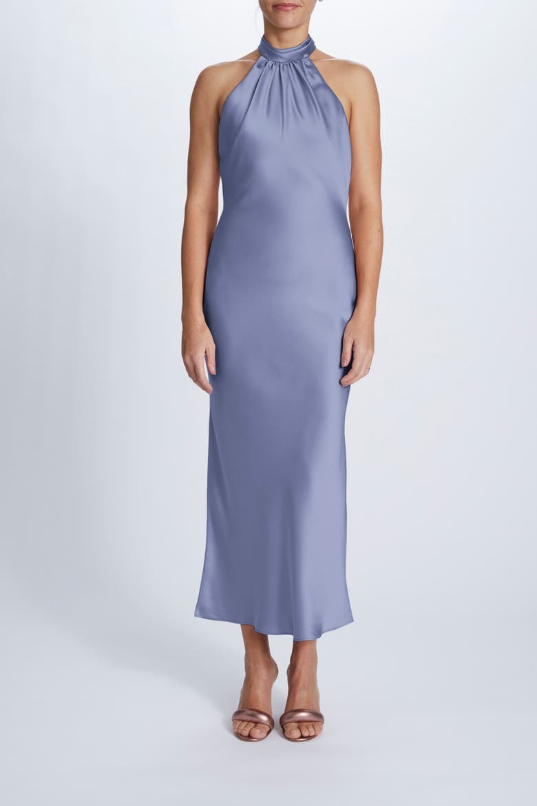 High-neck Halter Cocktail Dress, Main, color, Slate