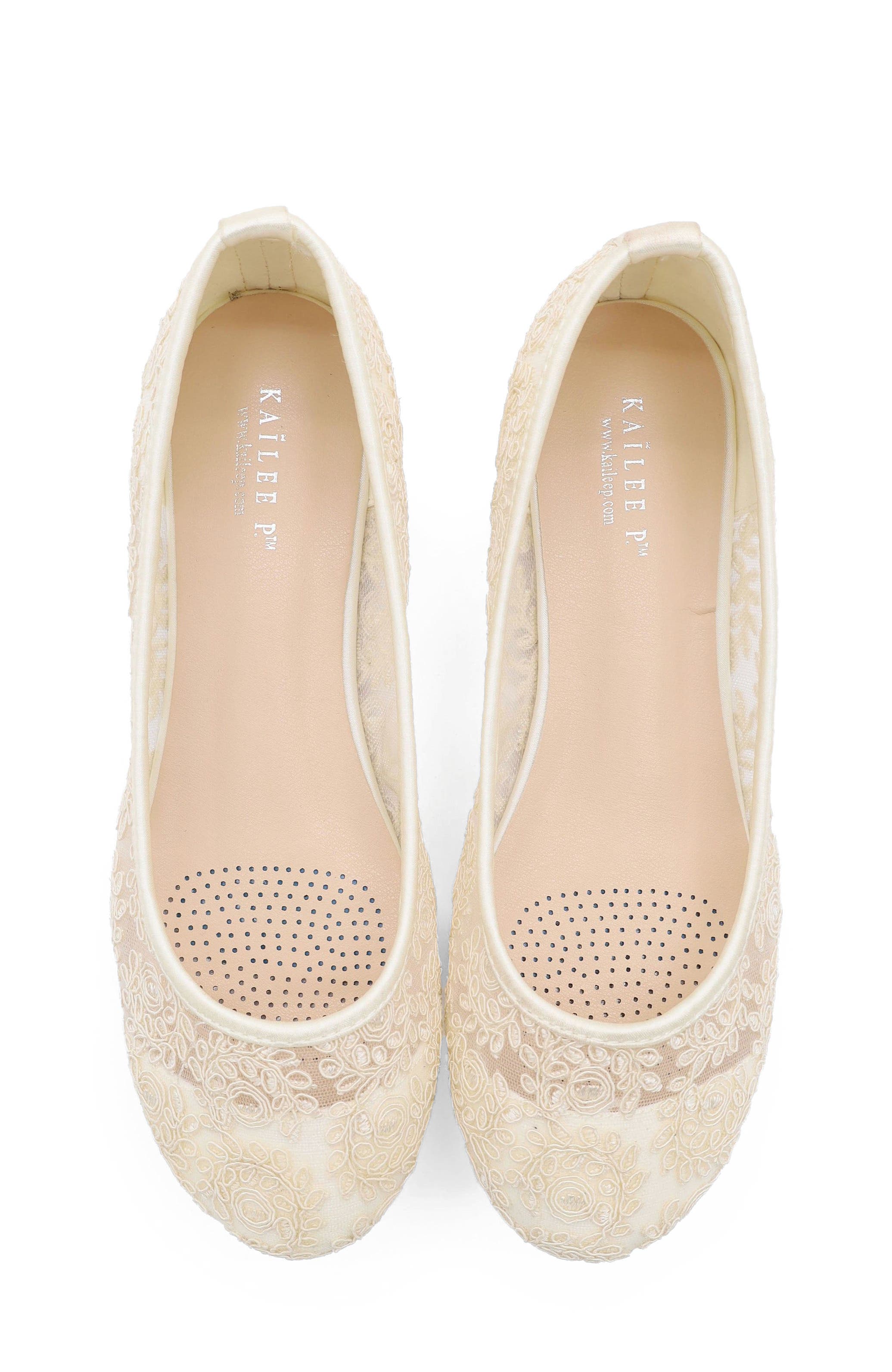 Baba Crochet Lace Ballet Flats, Alternate, color, Ivory