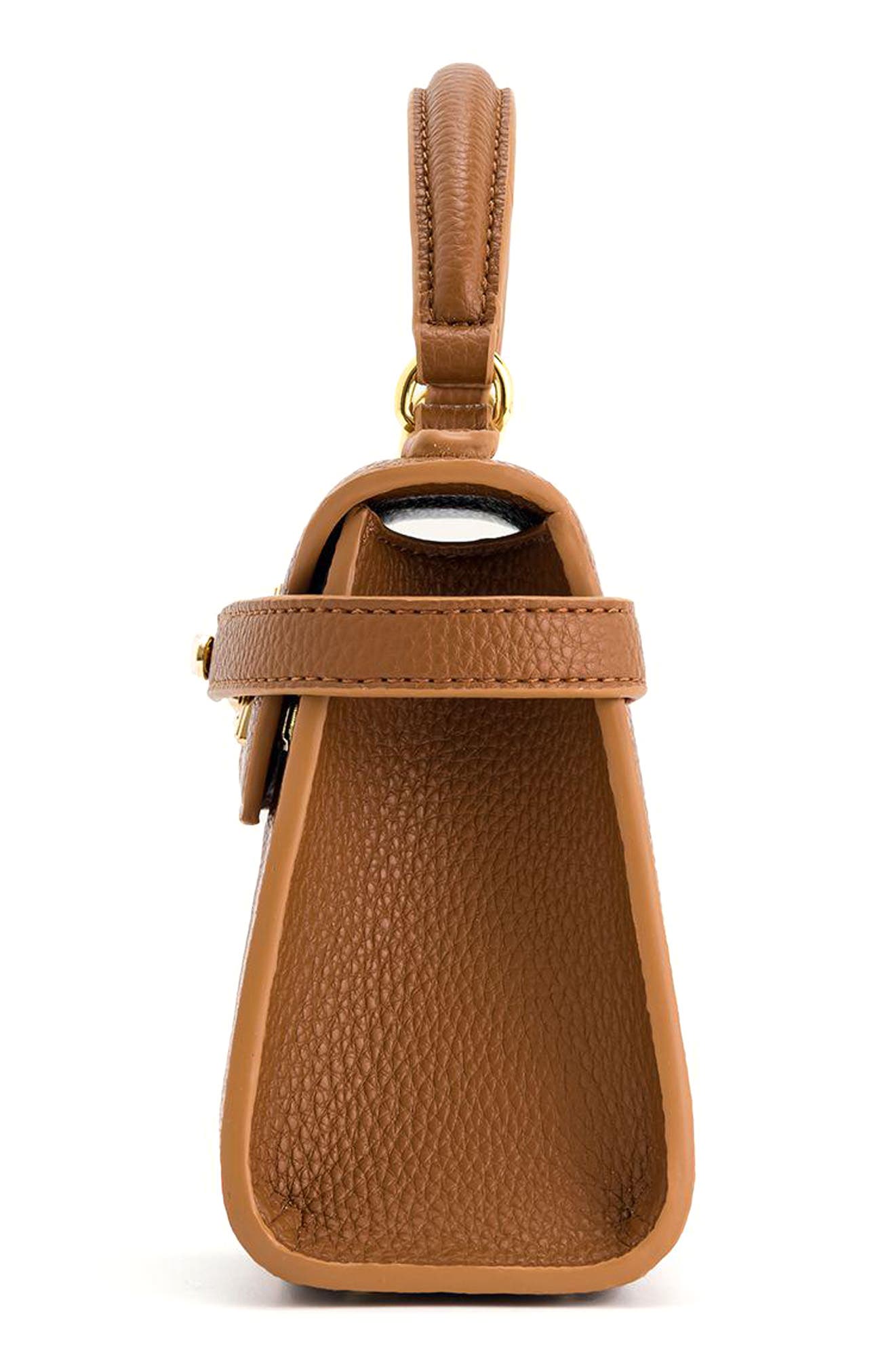Elise Faux Leather Top Handle Bag, Alternate, color, BROWN
