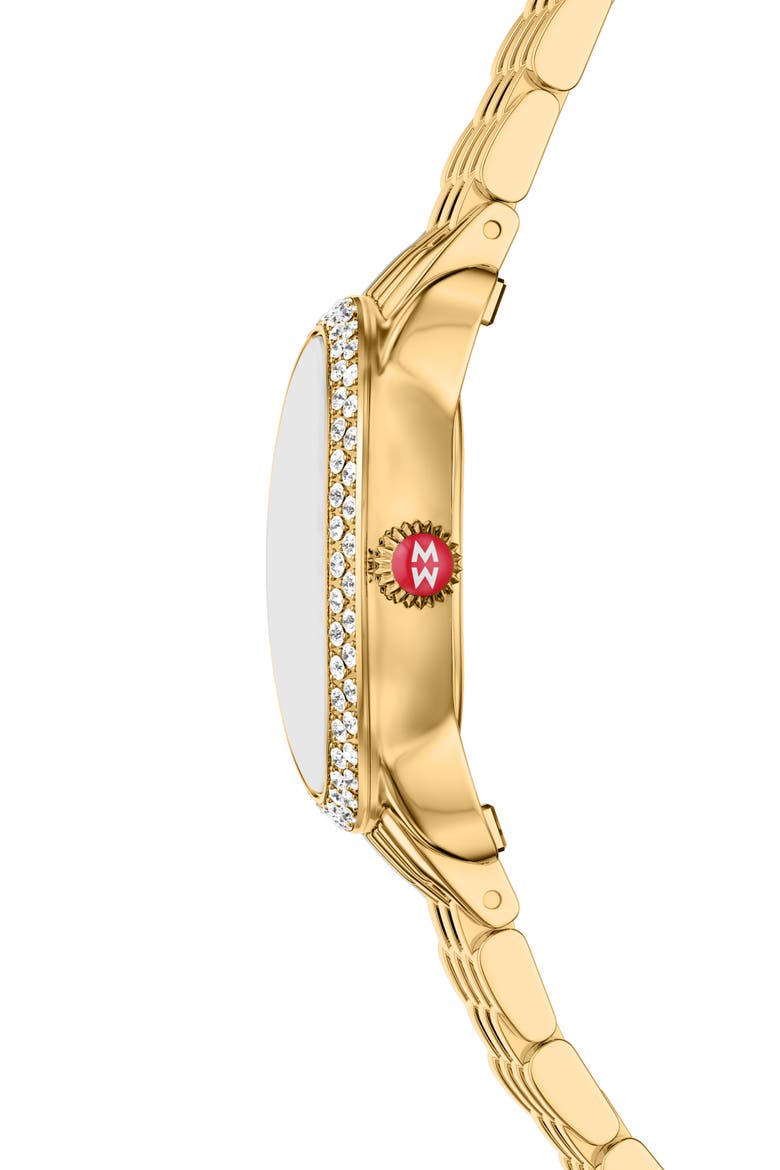 Serein Oval Diamond & Mother-of-Pearl Bracelet Watch, 24mm x 27mm, Alternate, color, GOLD