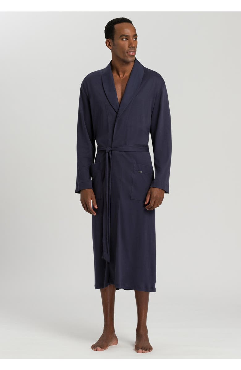 Hanro Night and Day Cotton Shawl Collar Robe, Alternate, color, Black Iris