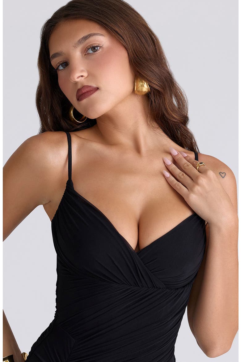 Issey Stretch Mesh Gown, Alternate, color, BLACK