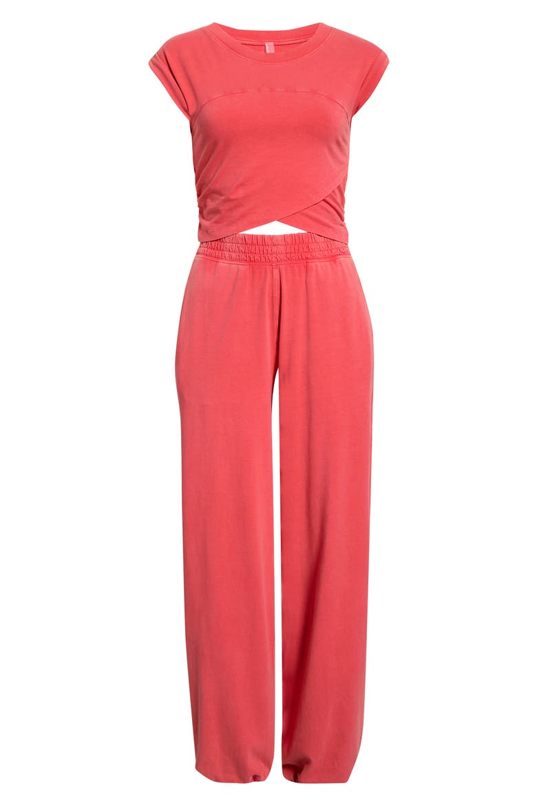 FP Movement Hot Shot Crossover T-Shirt & Joggers Set, Main, color, GRAPEFRUIT
