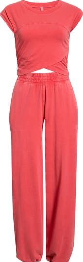 Free People FP Movement Hot Shot Crossover Joggers – XS Noir Washé, Taille Haute, Poches