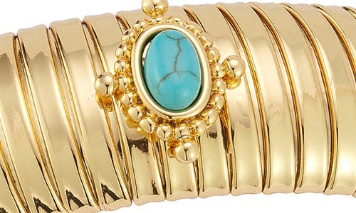 Chloe & Madison Chloe And Madison Tuboga Stretch Bracelet In Gold/aqua