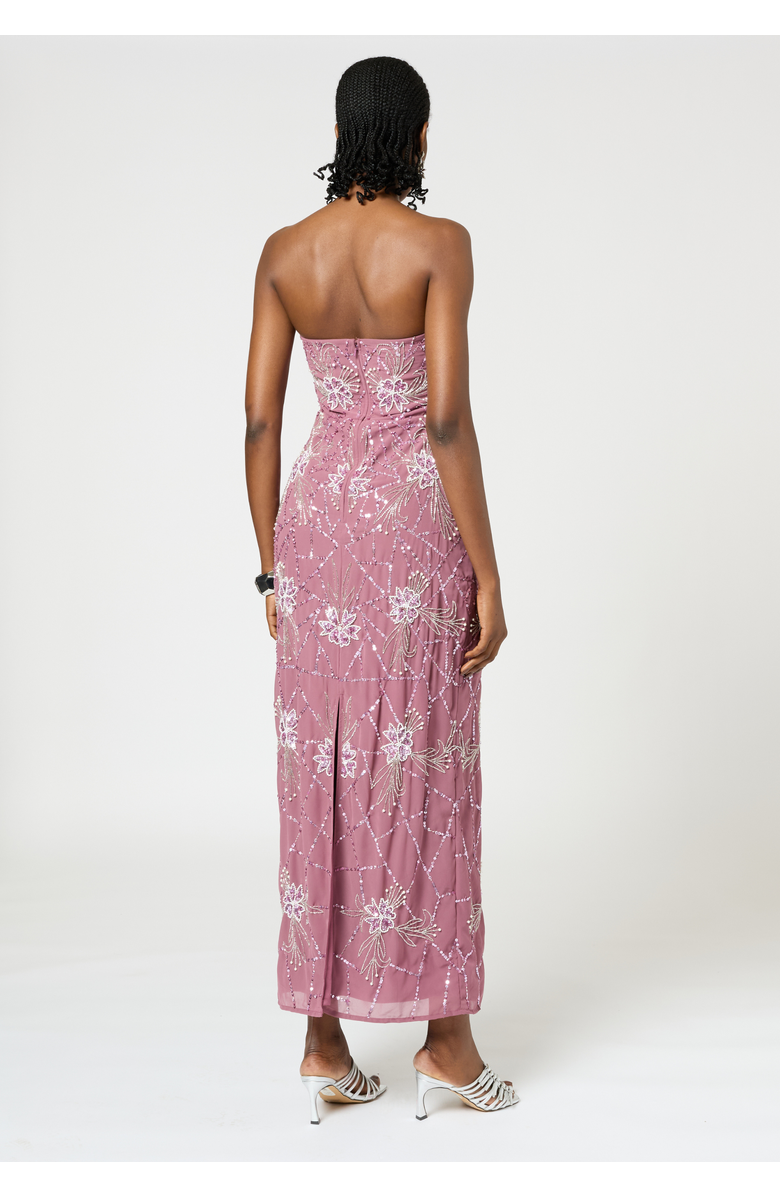 BEAUUT Strapless Embellished Sequin Beaded Maxi Dress, Alternate, color, Mauve