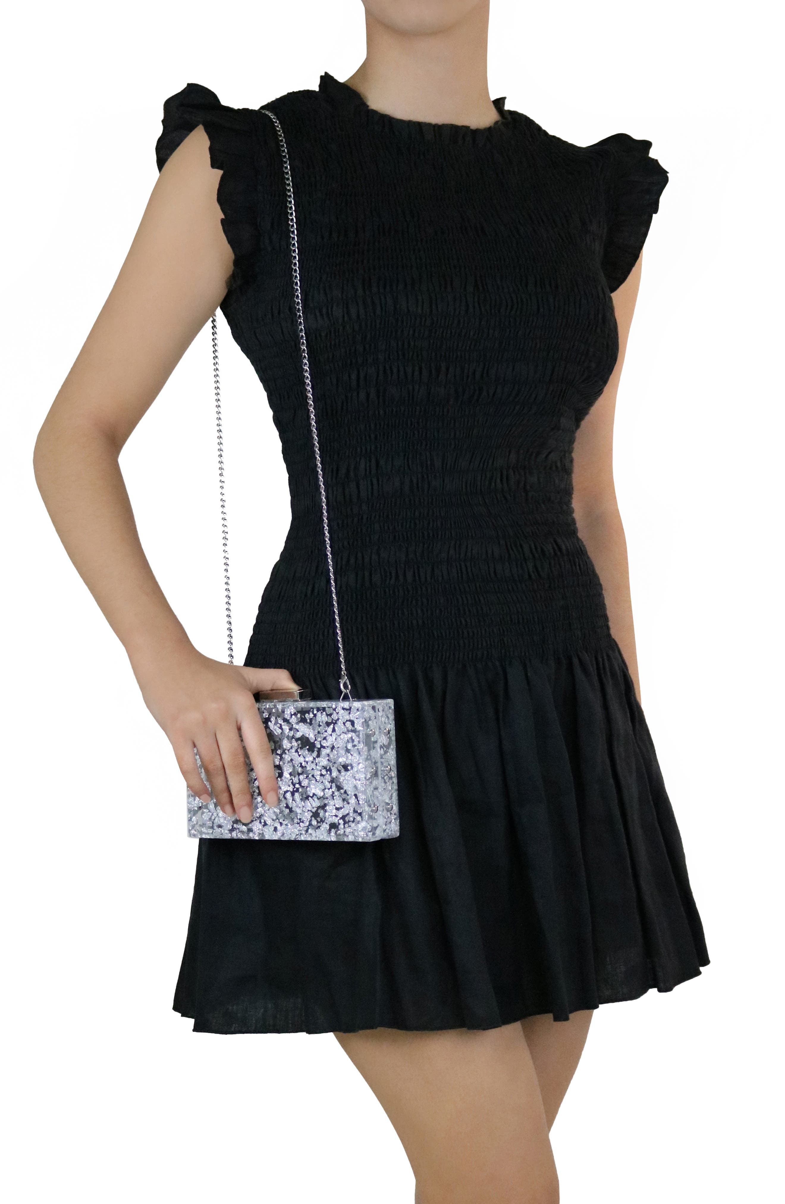 Olga Berg Carmella Foil-Flecked Box Clutch, Alternate, color, 