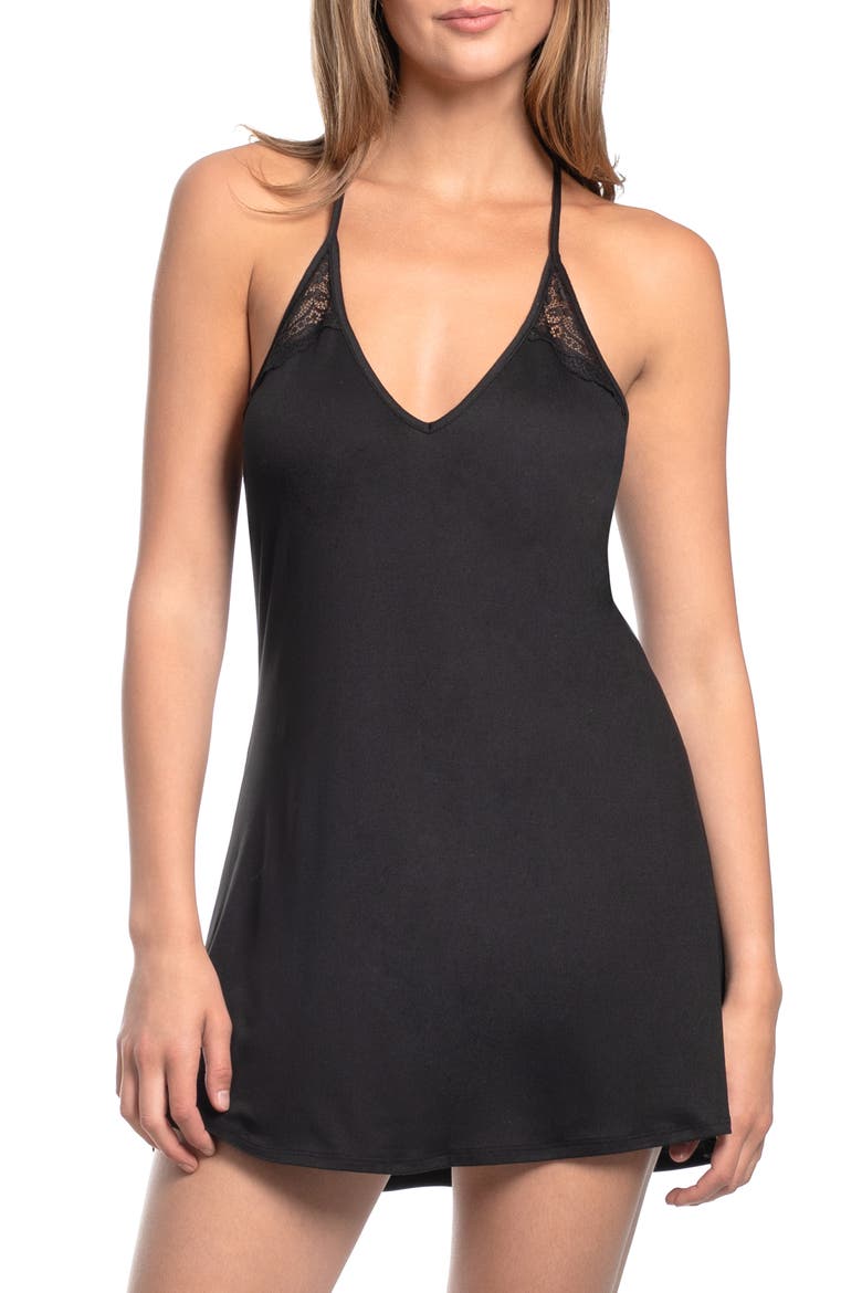 Lettie Knit Chemise, Main, color, BLACK