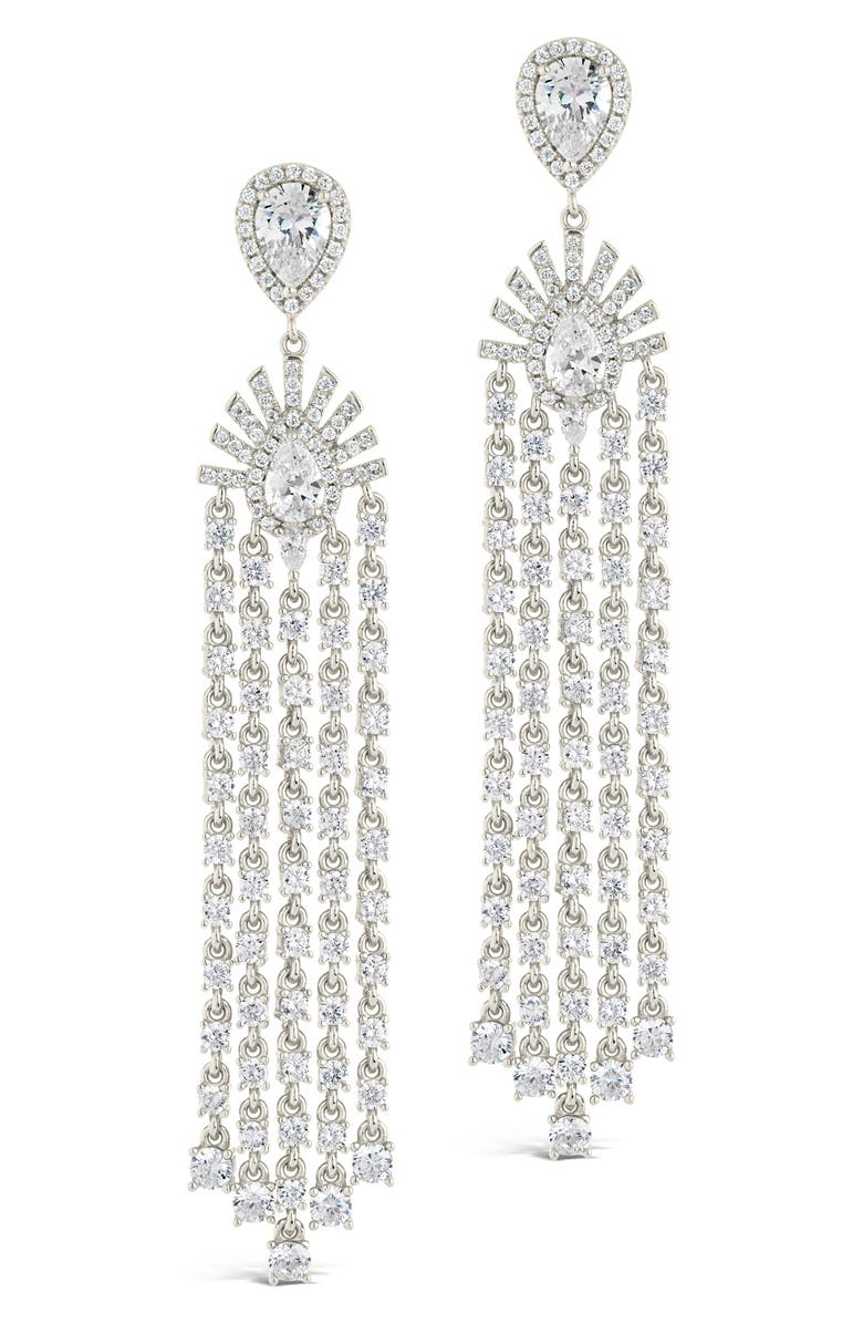 Sterling Forever Selma Cubic Zirconia Statement Drop Earrings, Alternate, color, Silver