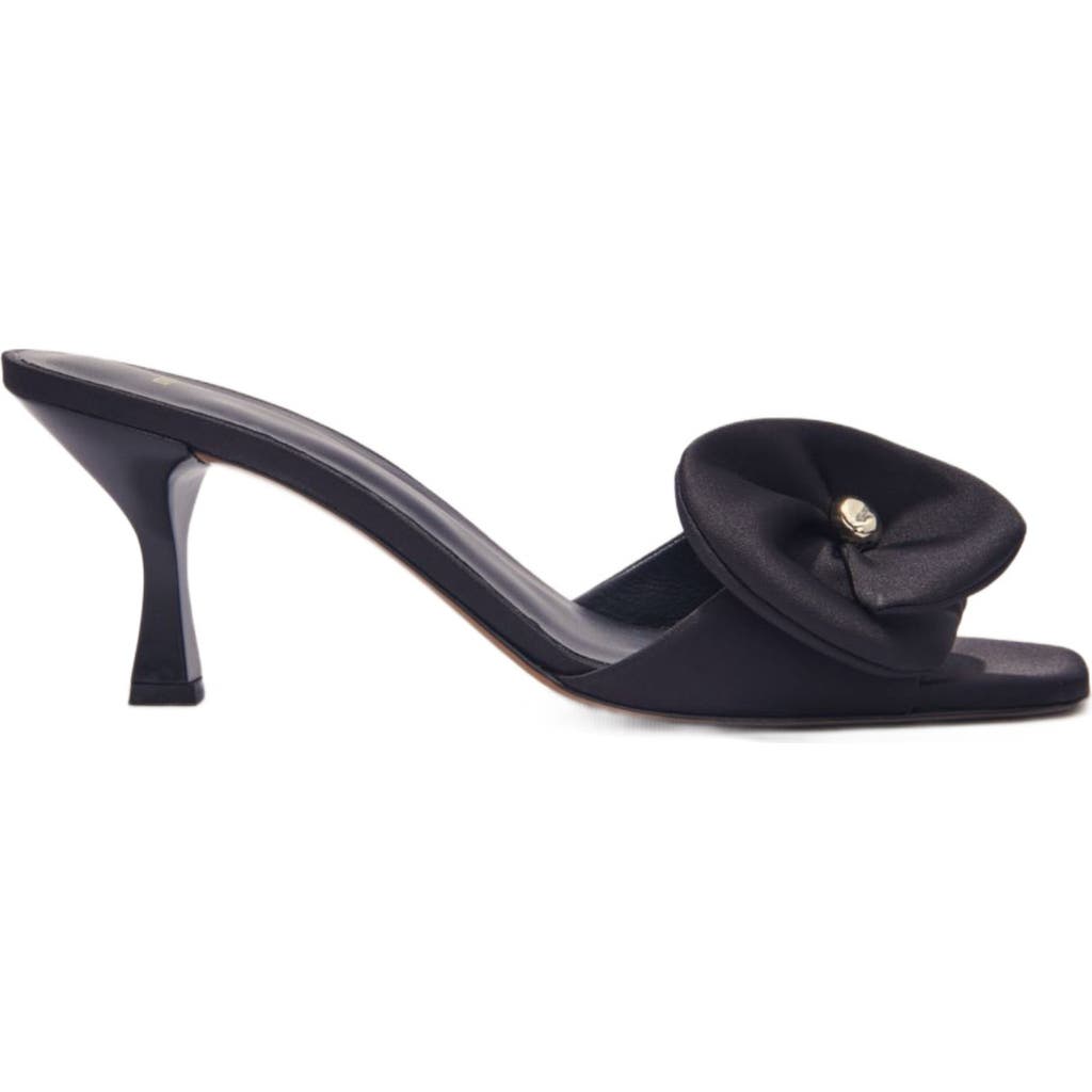 Maje Textile Mules With Satin Flower In Black