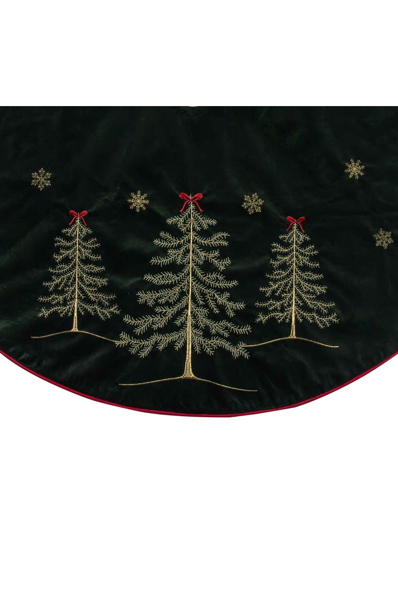 C&F Home Red Bow Pine Forest 100% Polyester Christmas Tree Skirt 54", Alternate, color, Green