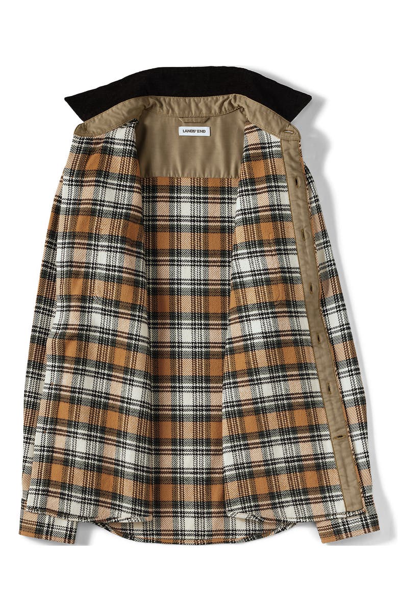 Lands' End Authentic Flannel Shirt with Corduroy Collar, Alternate, color, Butter Brown/Ivory Latte Plaid