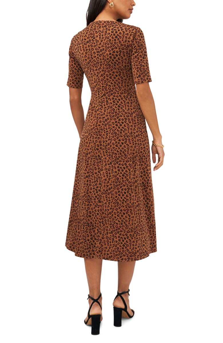 Chaus Print Faux Wrap Midi Dress, Alternate, color, Spicewood