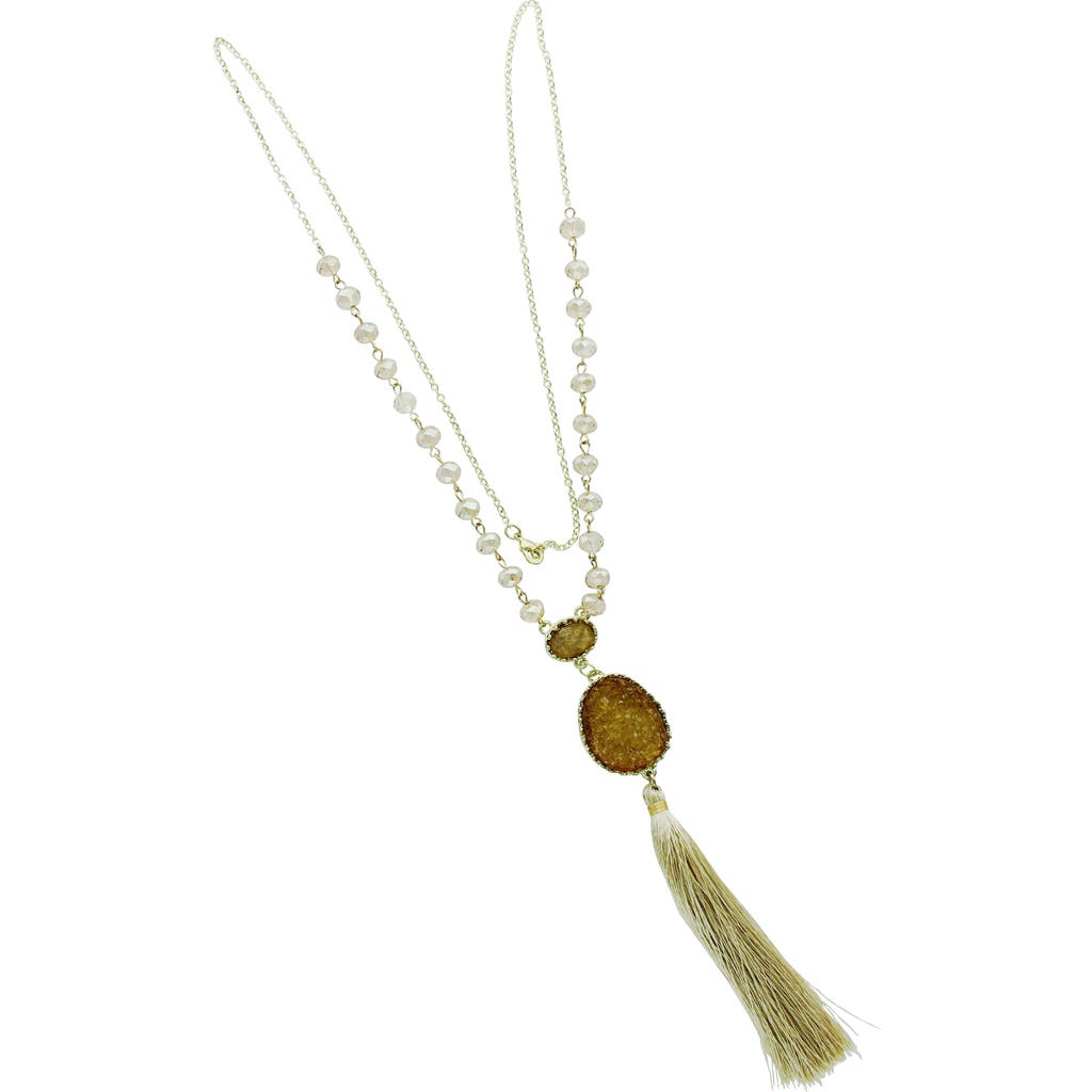 Olivia Welles Druzy Tassel Necklace In Gold