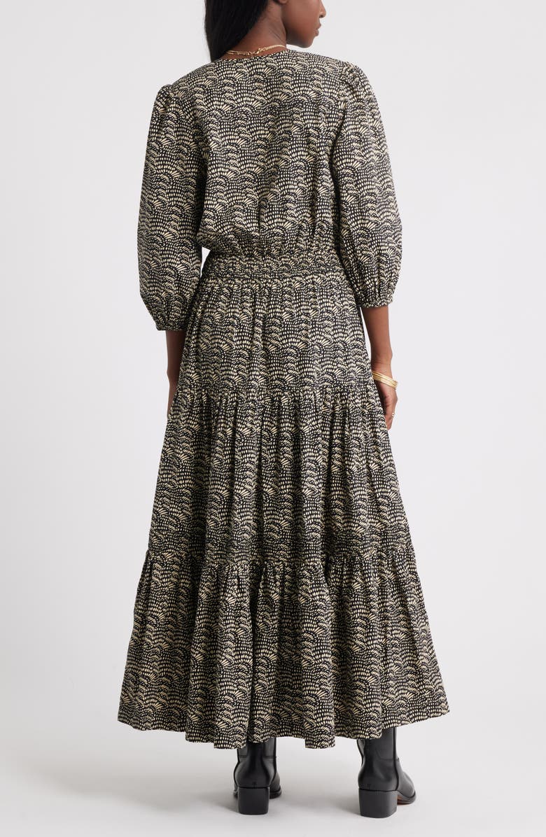 Treasure & Bond Printed Tiered Cotton Maxi Dress, Alternate, color, Black- Ivory Coco Fan