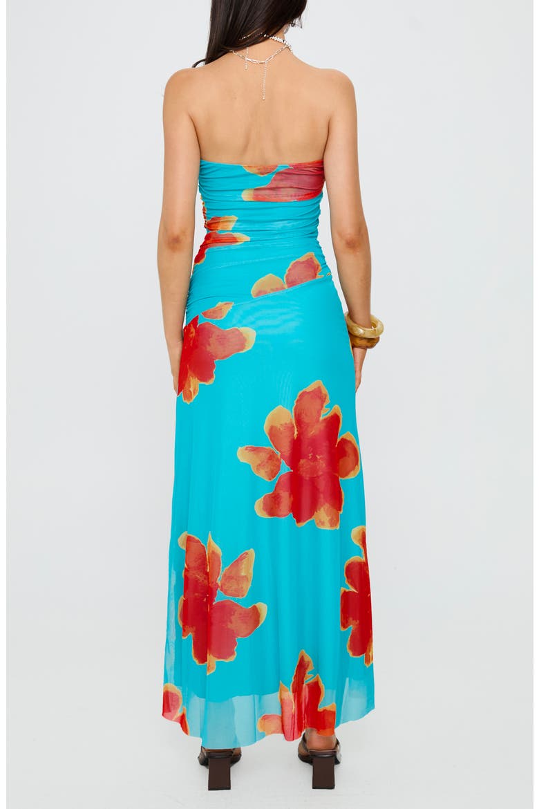 Katara Strapless Maxi Dress, Alternate, color, BLUE / ORANGE FLORAL